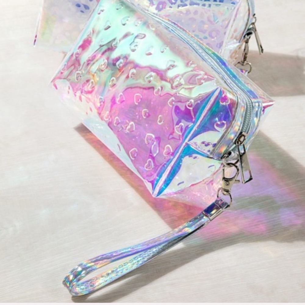 Iridescent Hearts Makeup Bag